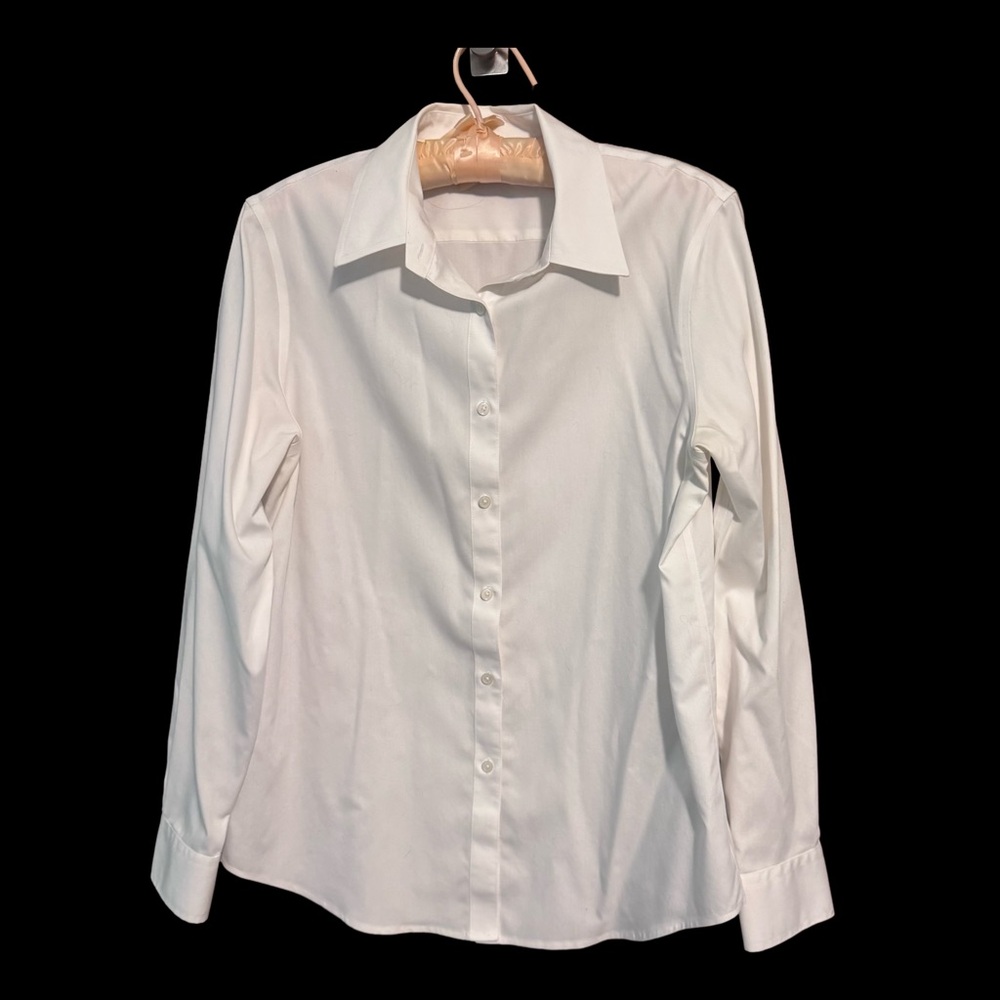 Jones New York Signature Crisp, White 100% Cotton Button Down Shirt M